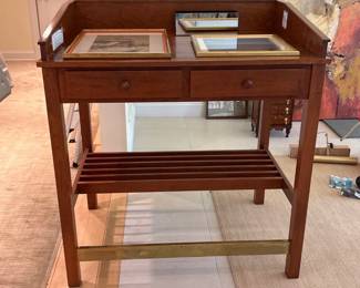 Scandinavian modern tall high standing pine desk host station 