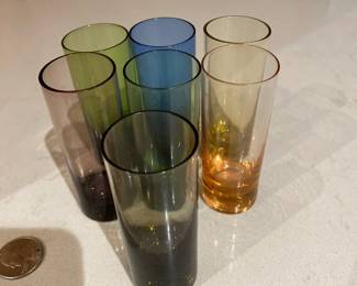 vintage Highball Harlequin Glasses - set of 6 