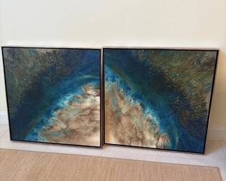 Abstract Acrylic Diptych set of 2 