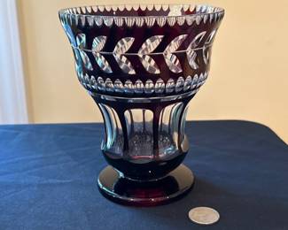 antique Cut Crystal Amethyst Val Saint Lambert Vase 