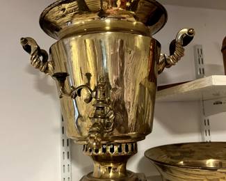 Antique brass urn