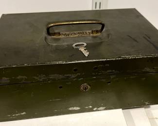 Vintage metal cash lock box