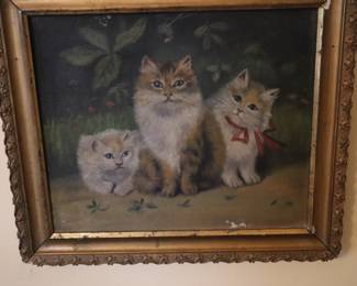 Kittens in a framed oil painting! Upstairs