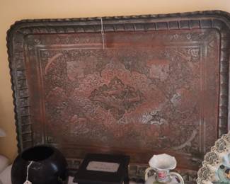 Unique, copper wash large tray, upstairs