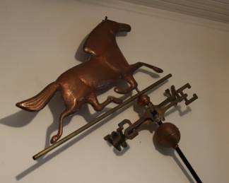 Copper running horse weathervane, large. Over the back door... 