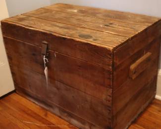 Antique vernacular trunk, upstairs in the hall.