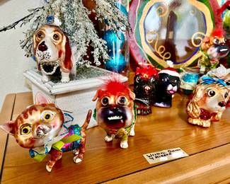 DOG AND CAT MERCURY GLASS ORNAMENTS.  WHAT BREED DO YOU HAVE?