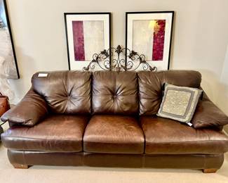 LEAHTER SOFA WITH OTTOMAN.