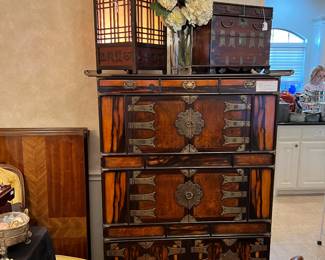 Korean Tansu chest in immaculate condition.  Stand out piece with brass fixtures.