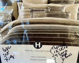 HOTEL COLLECTION BED LINENS FULL SET-VERY UPSCALE.  RETAILS FOR $500.