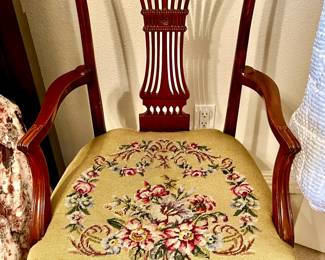 NEEDLEPOINT ANTIQUE CHAIR.  SO SWEET!