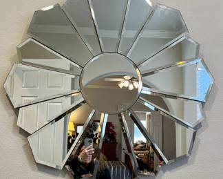 BEAUTIFUL SUN MIRROR WITH BEVELED GLASS.