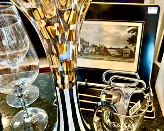 MACKENZIE CHILDS COURTLY CHECK VASE.