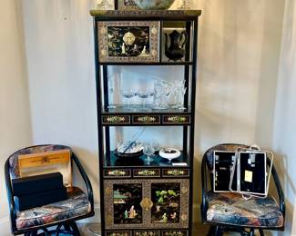 Black laquer Asian etagere.