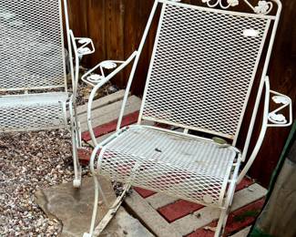 PAIR OF VINTAGE METAL SPRING CHAIRS.
