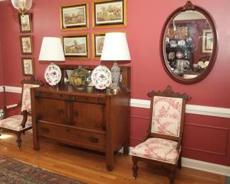 ANTIQUE OAK MISSION STYLE SIDEBOARD