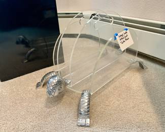Vintage Arthur Court Lucite and Metal Magazine Turtle
