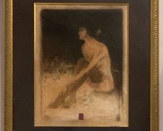 Roy Fairchild Woodward "Sitting Nude" signed Serigraph