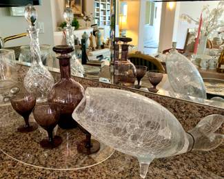 Vintage Blenko Krinkle Glass Fish