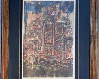 Mel Silverman signed Woodcut Print. New Walls at Jerusalem. Local noted Artist