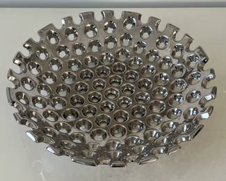 Decorative Bowl | Decorative chrome fruit bowl or center bowl. - h. 2.75 x dia. 14.25 in

