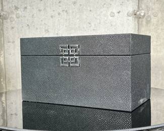 Small Storage Box | With shagreen-type exterior finish in black. - h. 6.5 x w. 12 x d. 6.75 in

