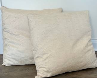 (2pc) Pair Textured Throw Pillows | Simple and neutral decorative accent pillows in textured beige cover. - h. 22 x w. 22 in