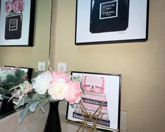 Pink Peonies Roses with Black decor 