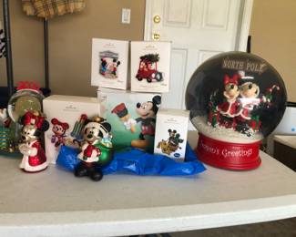Disney figurines, ornaments, snow globe