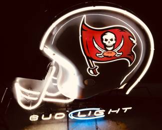 SOLD Rare and beautiful x-large 33” x 36”neon Bucs helmet sign for game room, bar, you name it.  