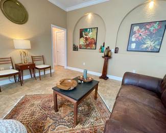 Vintage Rug Wood bowls
MCM table and chairs 