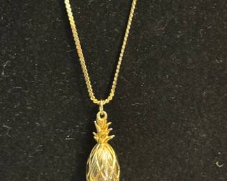 14K Gold Pineapple Necklace