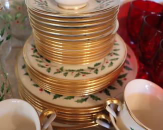 lenox christmas china set