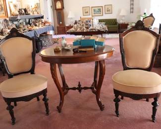 19th Century Victorian Walnut Rococo Revival Chair SET of 3