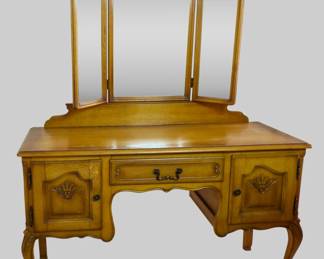 40's French Louis XVI Style Carved Dressing Table