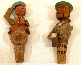 Lot 1399 Vintage Mechanical Bottle Stoppers Wood Cork Hand Carved