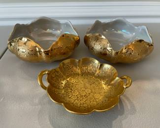 Lot 1144 22K Gold Holiday Ross Scalloped Bowls Pickard Dish