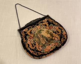 Lot 1258 Antique Austrian Petit Point Tapestry Purse wSilver Frame