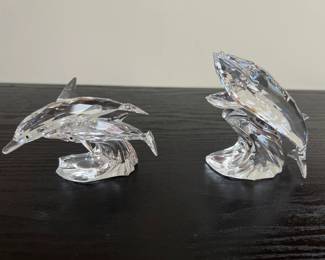 Lot 1223 Swarovski Crystal Care for Me the Whales Lead Me the Dolphins Figurines