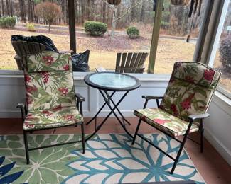 Lot 1350 Outdoor Furniture Folding Chairs with Cushions Folding Glass Table