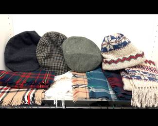 Lot 1093 Mens Wool PlaidTweed Flat Caps Scarves