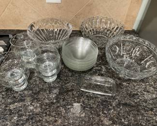Lot 1323 Glass Serving Bowls Butter Dish
