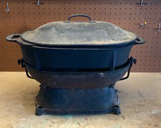 Lot 1383 Cast Iron Stove Grill w Oven and Lid