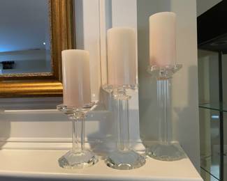Lot 1436 Set of 3 Mikasa Crystal Candle Holders