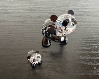 Lot 1220 Swarovski Mother Baby Panda Figurines