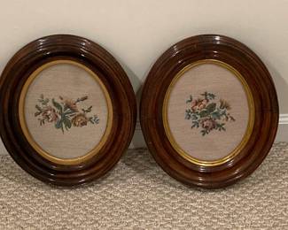 Lot 1283 Vintage Needlepoint Floral Wall Art