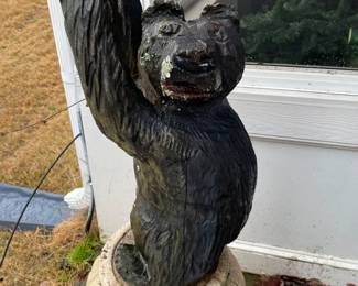 Lot 1355 Carved Wooden Outdoor Climbing Bear Decor