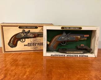Lot 1299 Ezra Brooks Flintlock Dueling Pistol Whiskey Decanter in Box