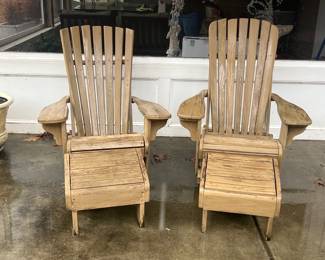 Lot 1354 Adirondack Wood Chair Rocking Chair with Foot Stools AS IS