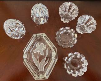 Lot 1420 Vintage Orrefors Crystal Votives Ashtrays Crystal Paperweight Eggs